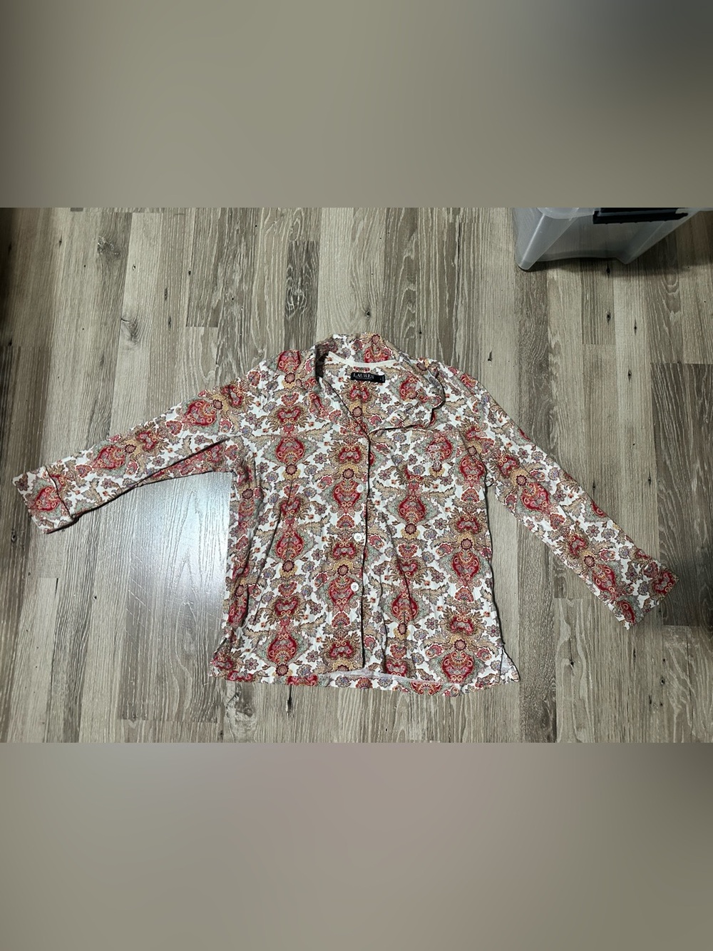 Lauren Ralph Lauren Paisley Pajama Set with Monogram Stitching Size Large - Picture 3 of 13